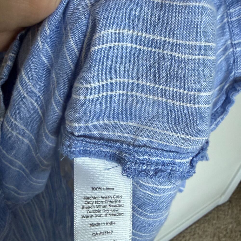 Talbots Womens 100% Linen Top Large Petite Striped Resortwear Lagom Coastal - Picture 5 of 6